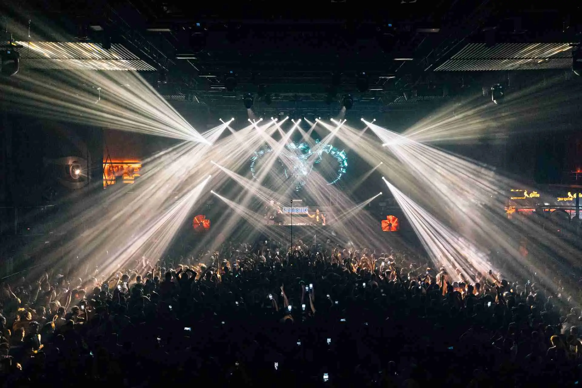 Crowd inside the Fabrik nightclub in Madrid