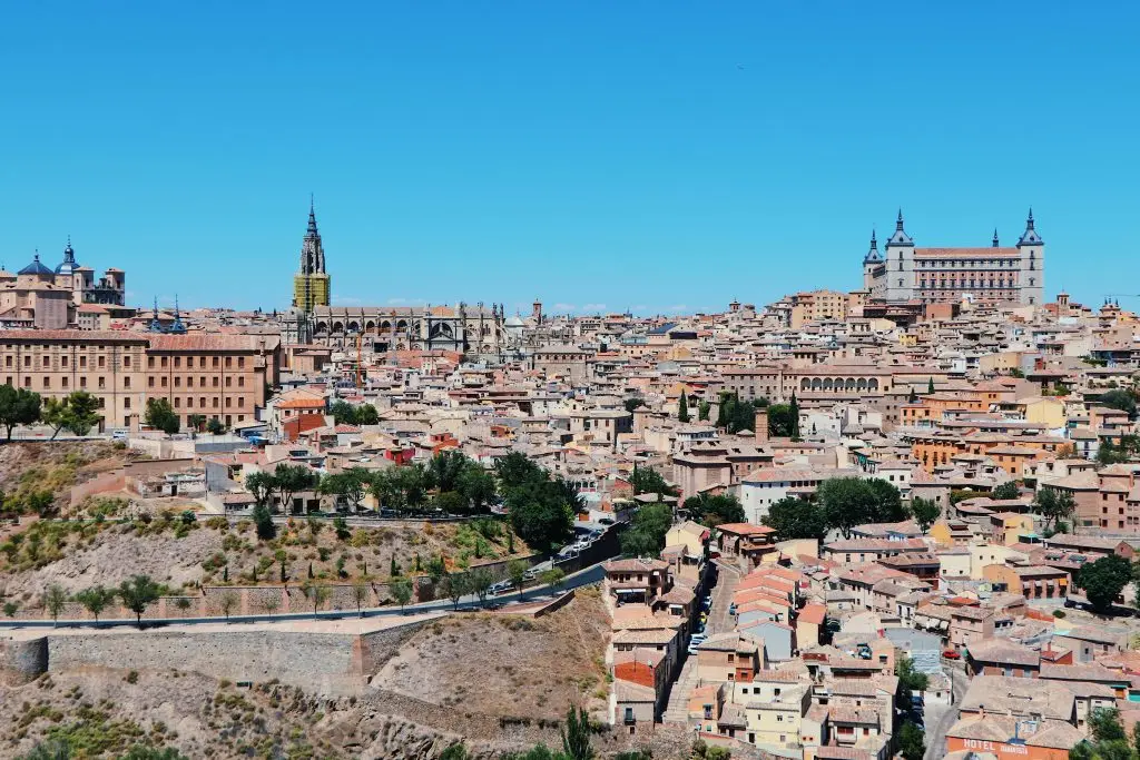Historic Castilian town seen from the road